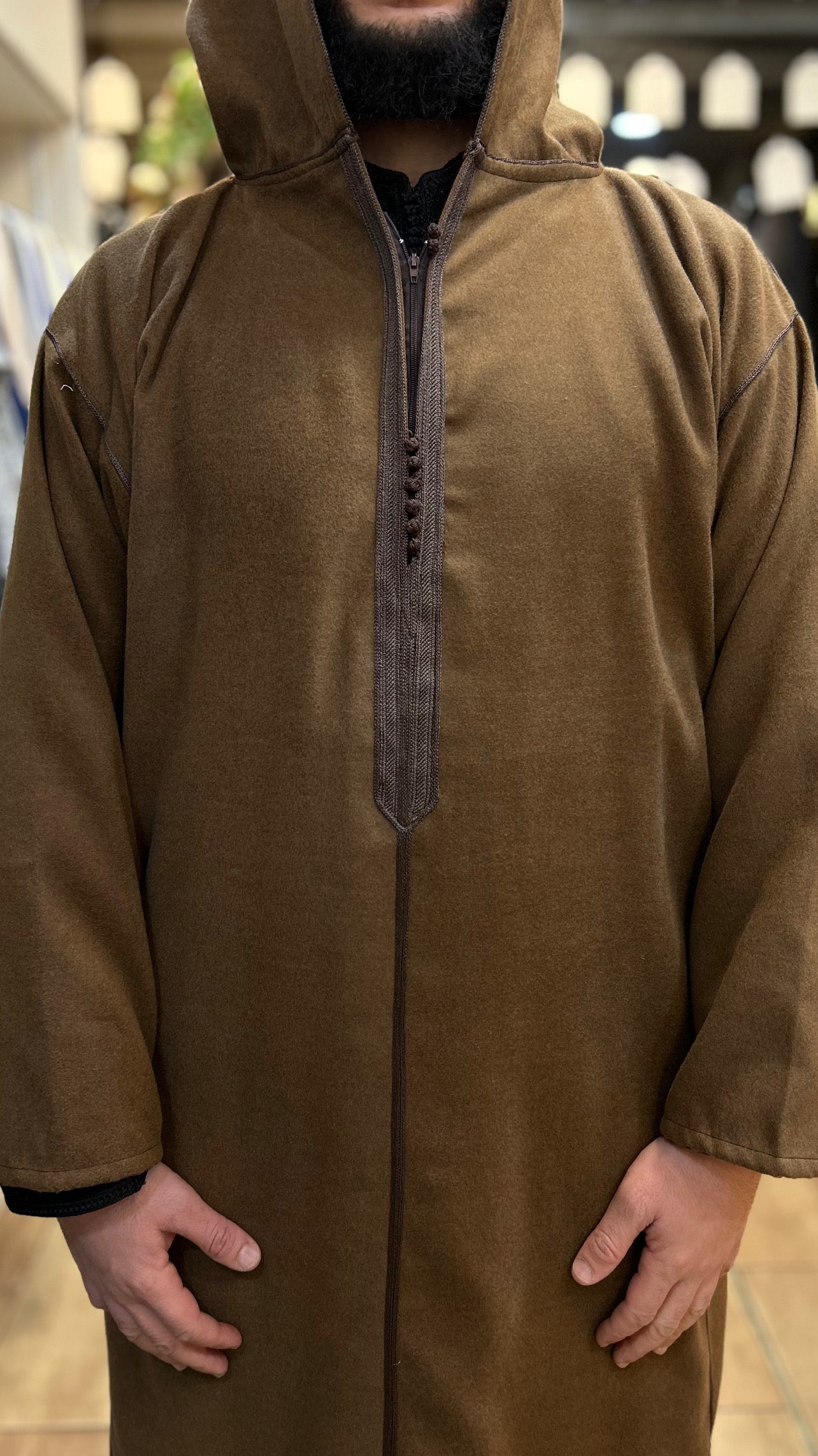 Winter Hooded Moroccan Melifa Djellaba with zip