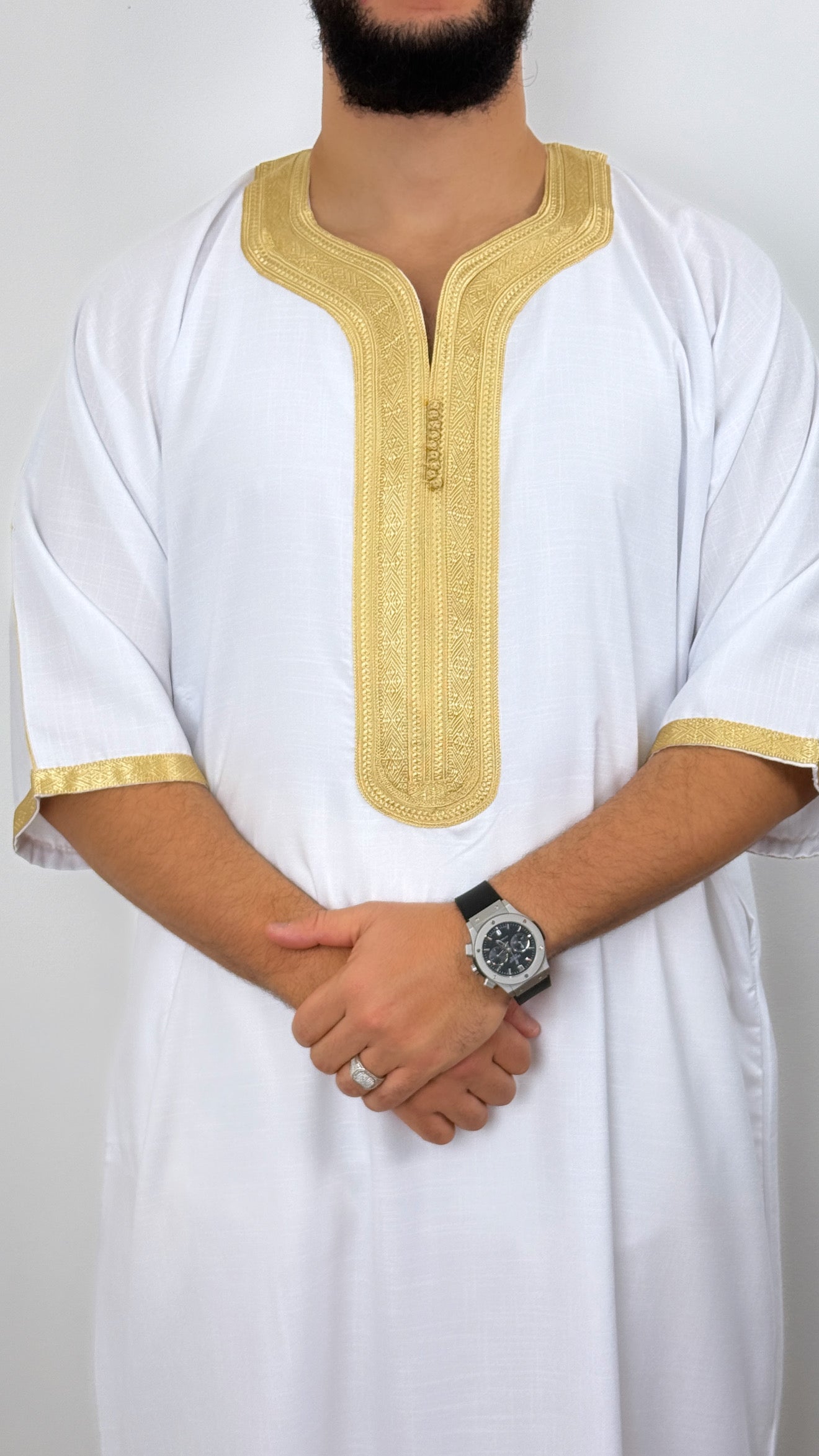 ثوب مغربي كريب كتان رجالي