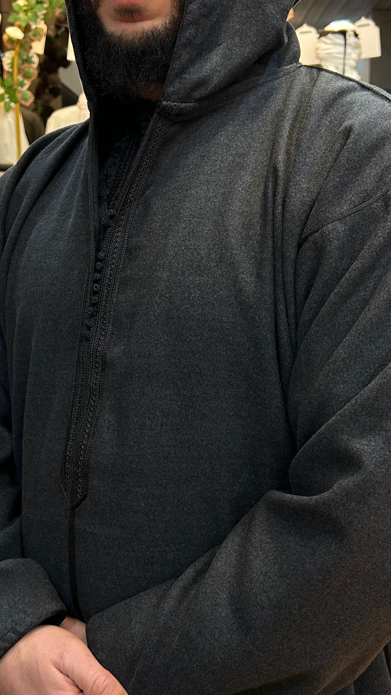 Winter Hooded Moroccan Melifa Djellaba with zip