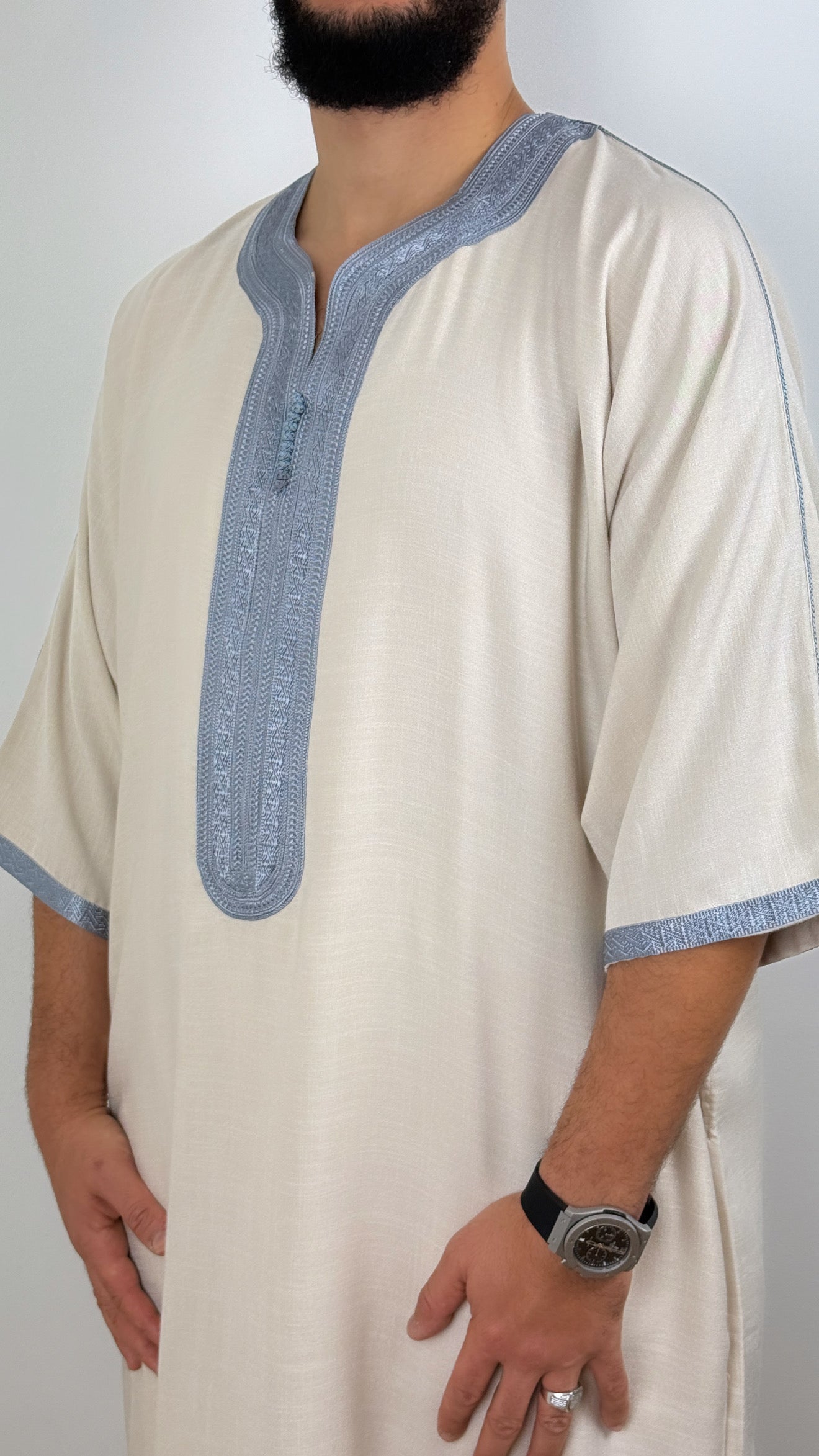 ثوب مغربي كريب كتان رجالي