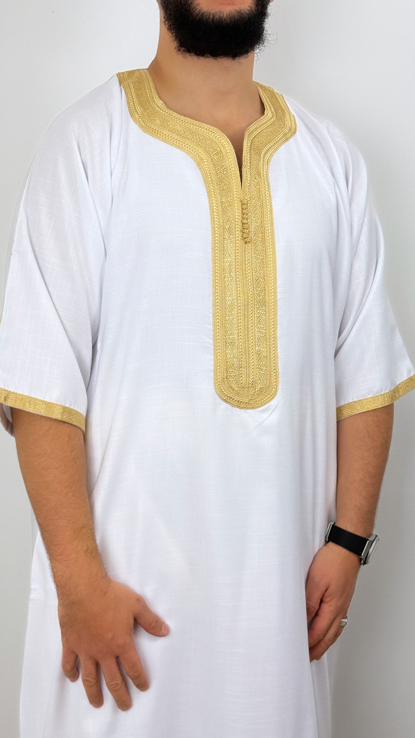 ثوب مغربي كريب كتان رجالي