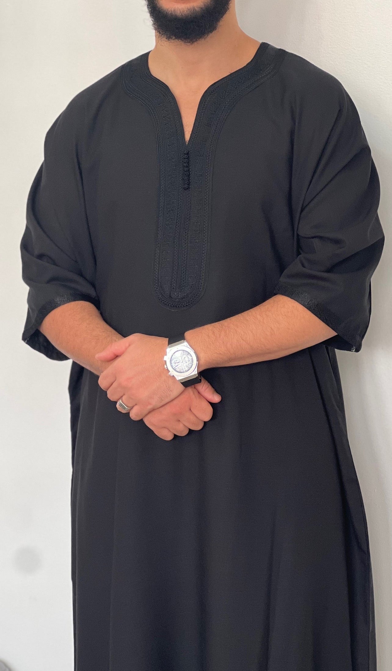 ثوب مغربي كريب كتان رجالي