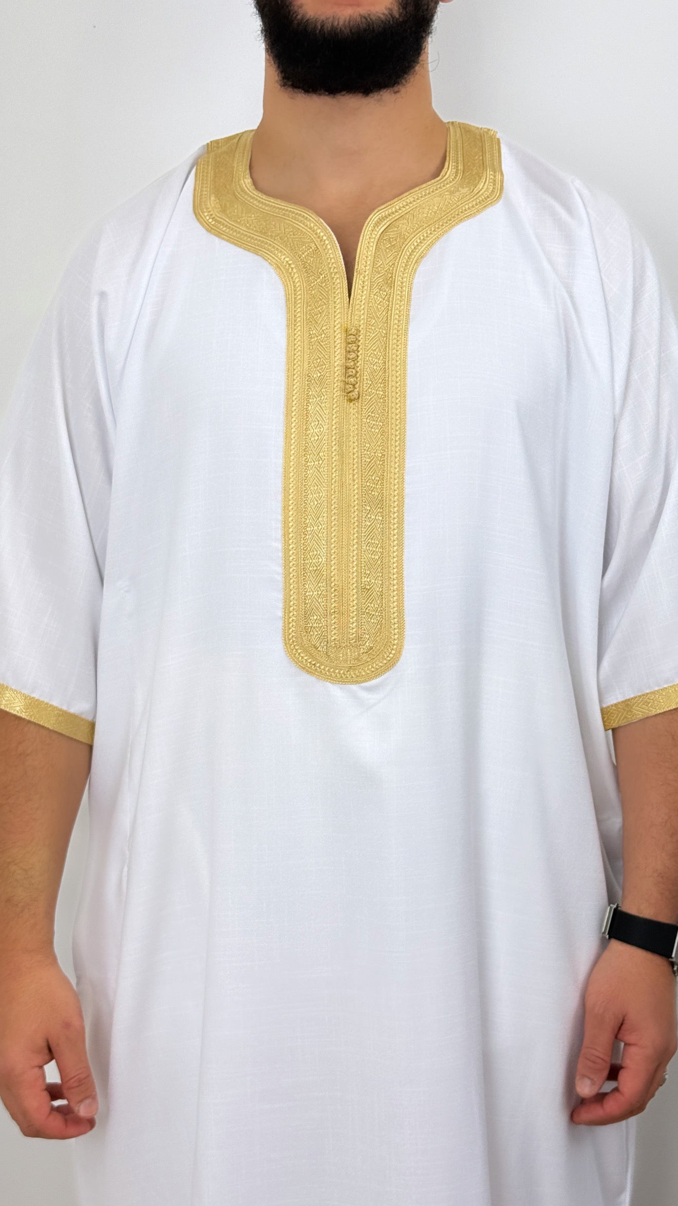 ثوب مغربي كريب كتان رجالي