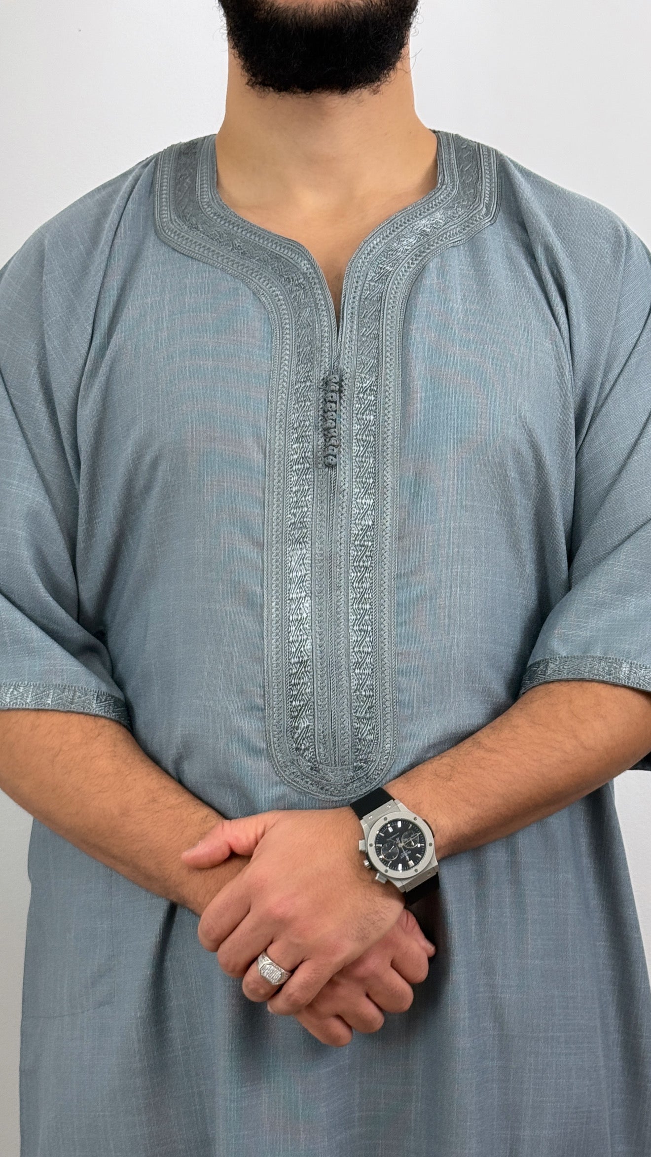 ثوب مغربي كريب كتان رجالي