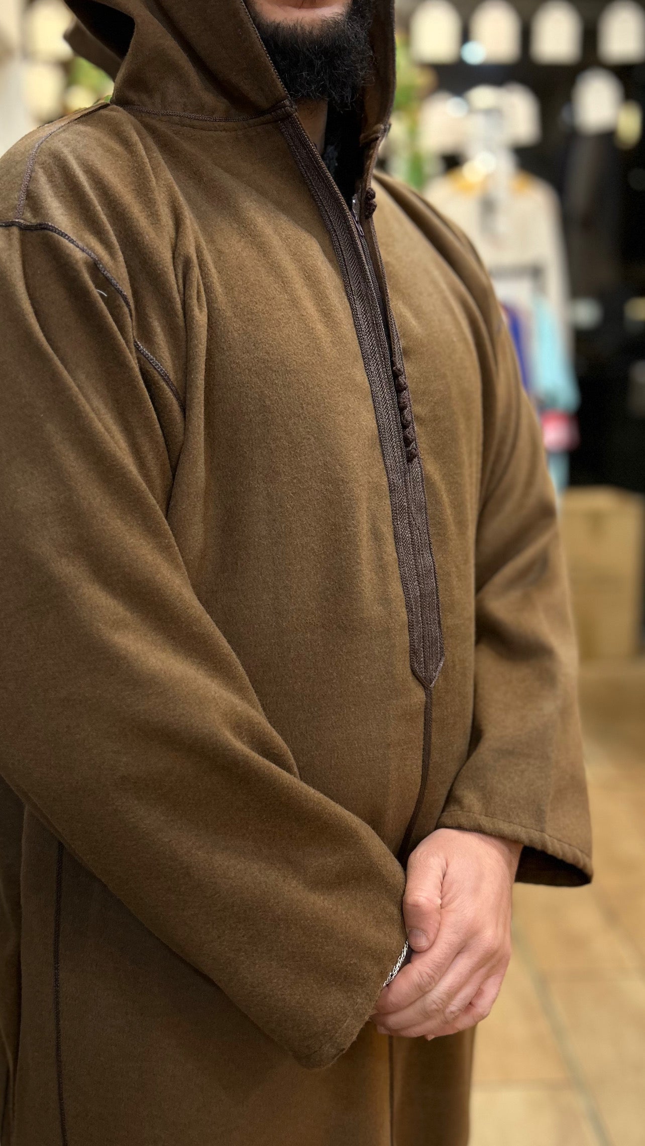 Winter Hooded Moroccan Melifa Djellaba with zip