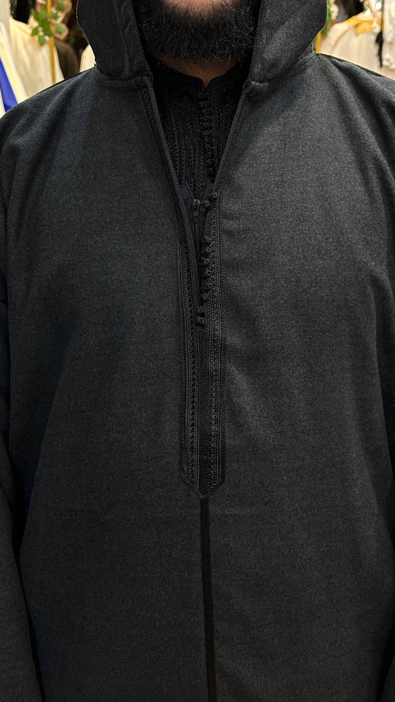 Winter Hooded Moroccan Melifa Djellaba with zip