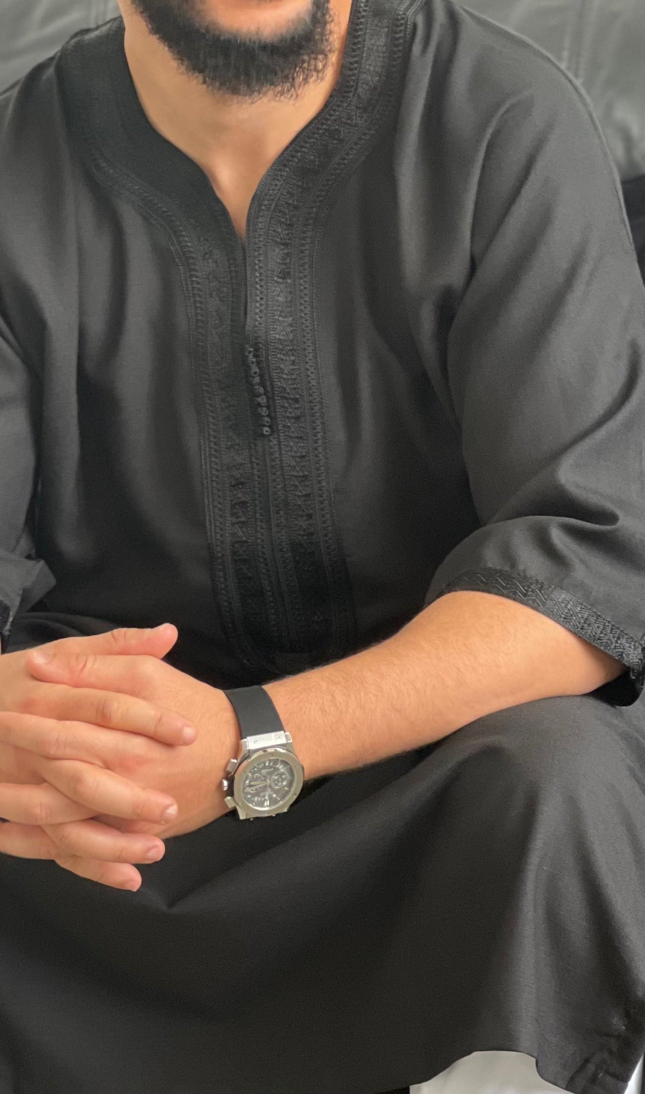 ثوب مغربي كريب كتان رجالي