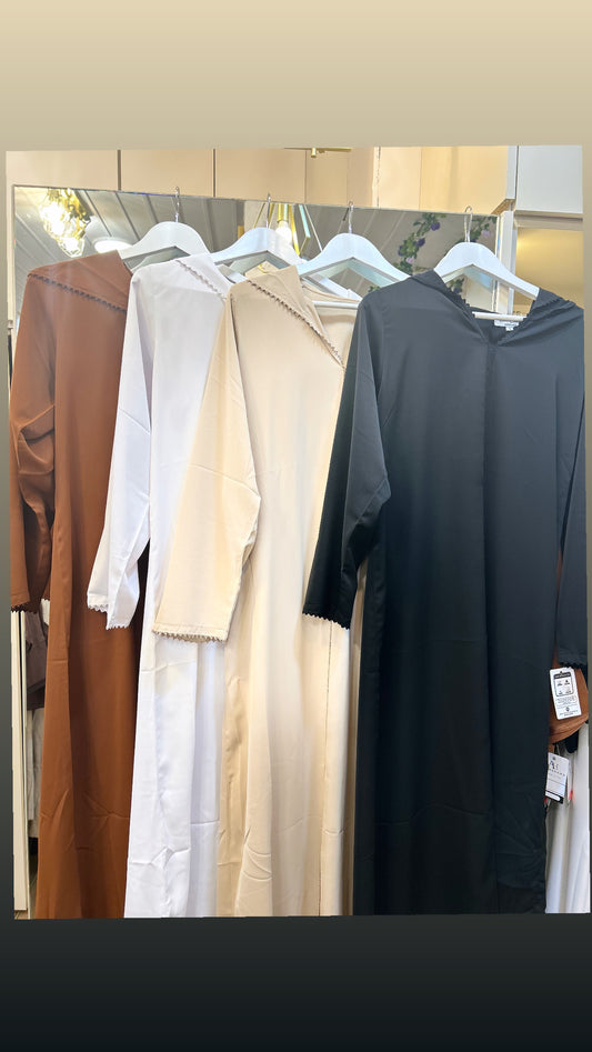 Moroccan hooded djellaba Randa for women UK elegant regular fit front view main