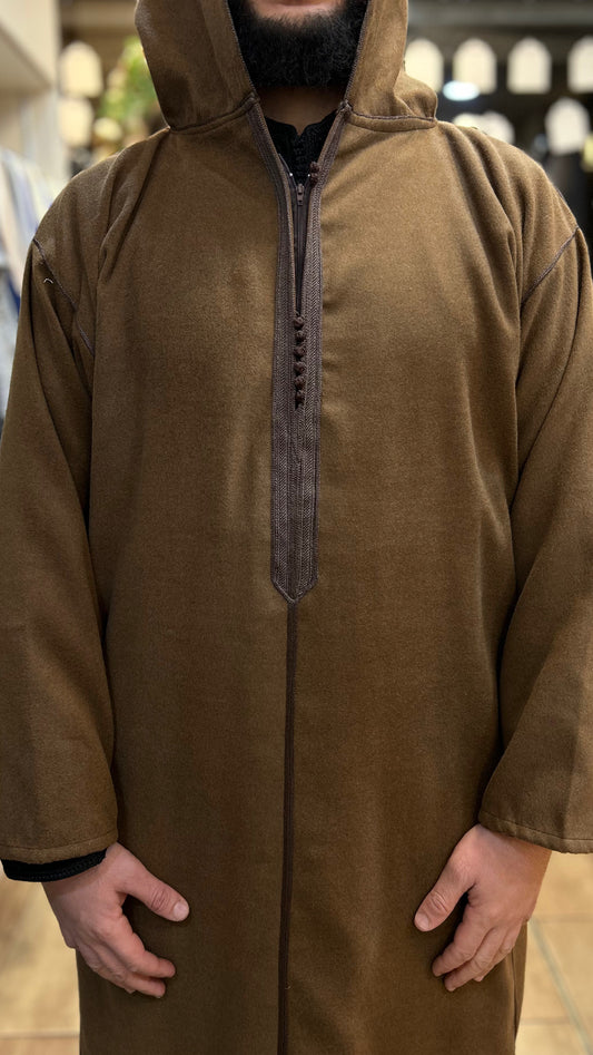 Hooded Moroccan Melifa Djellaba with zip