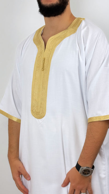 ثوب مغربي كريب كتان رجالي