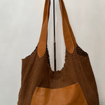 Shoulder hobo  bag with pocket - 100% Suede - leather straps