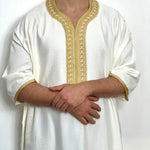 Moroccan Thobe  Linen blend !Thobe with coloured detail