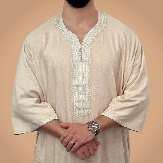 ثوب مغربي من مزيج الكتان الفاخر