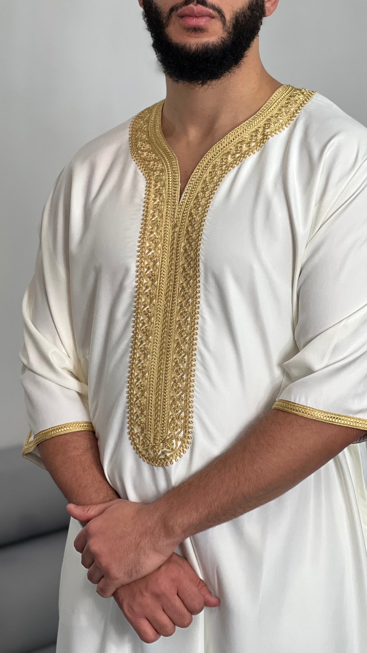 Traditional Moroccan Islamic Thobe Embroidery