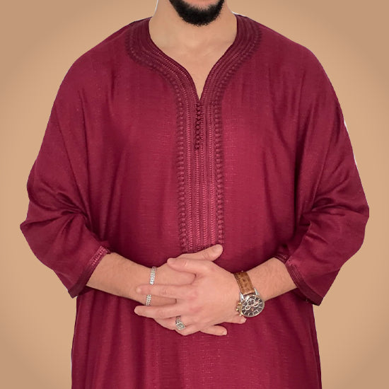 ثوب مغربي من مزيج الكتان الفاخر