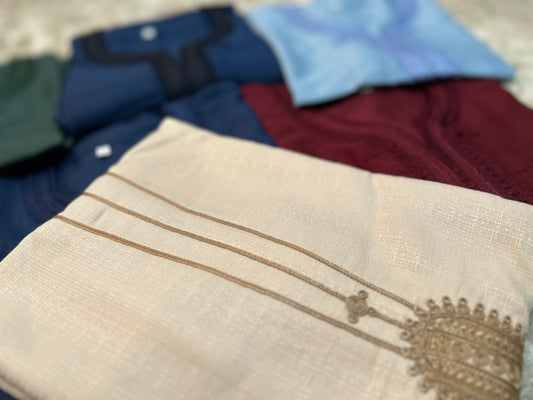 Boys Premium Linen thobe short sleeves Kandoura