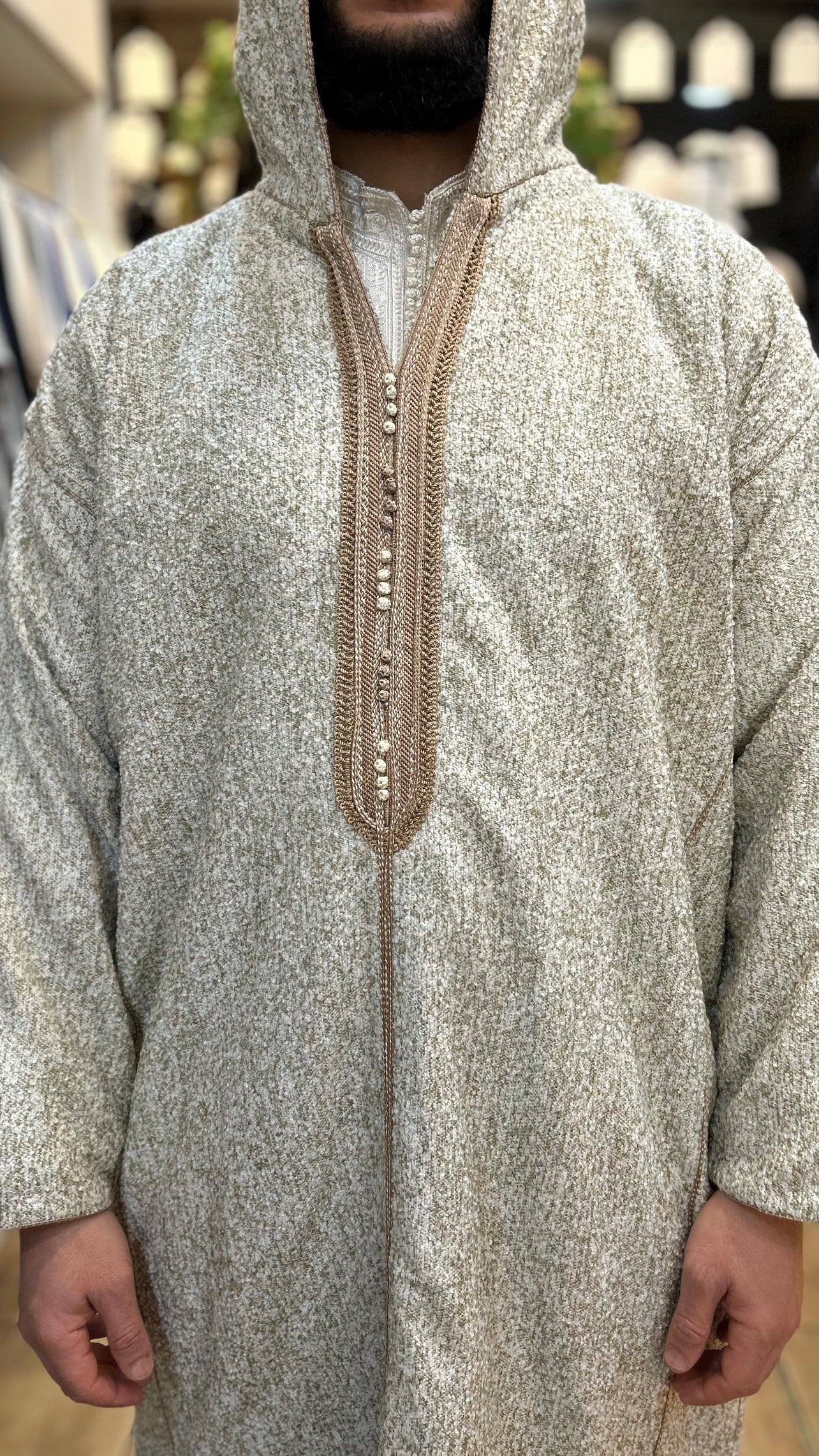 winter wazania Hooded djellaba beige brown