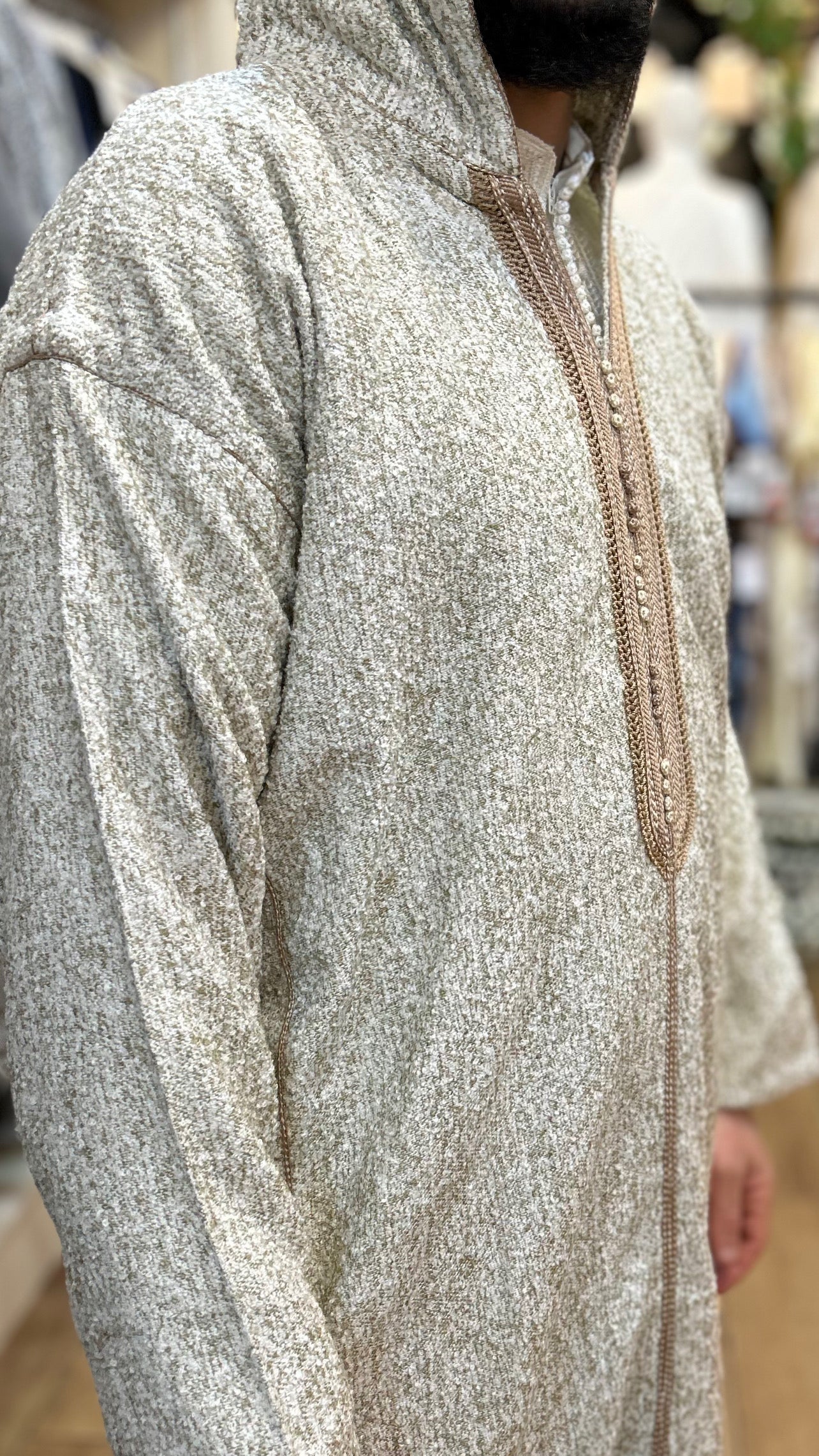 winter wazania Hooded djellaba beige brown