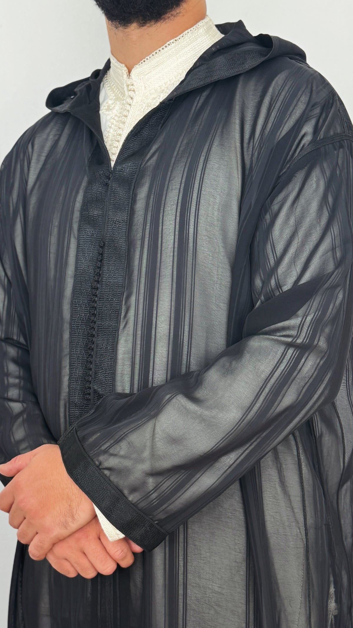 Hooded Premium Nikkah Djellaba Strip see through