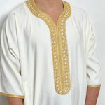 Moroccan Thobe  Linen blend !Thobe with coloured detail