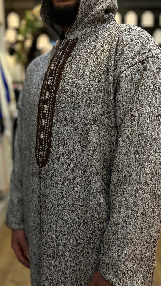 winter Hooded wazania djellaba Brown