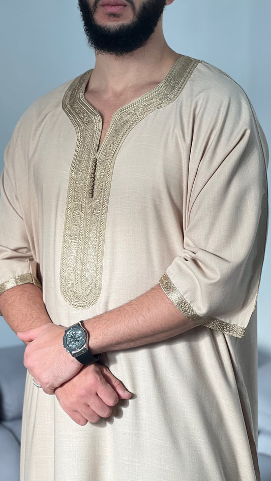 ثوب مغربي كريب كتان رجالي