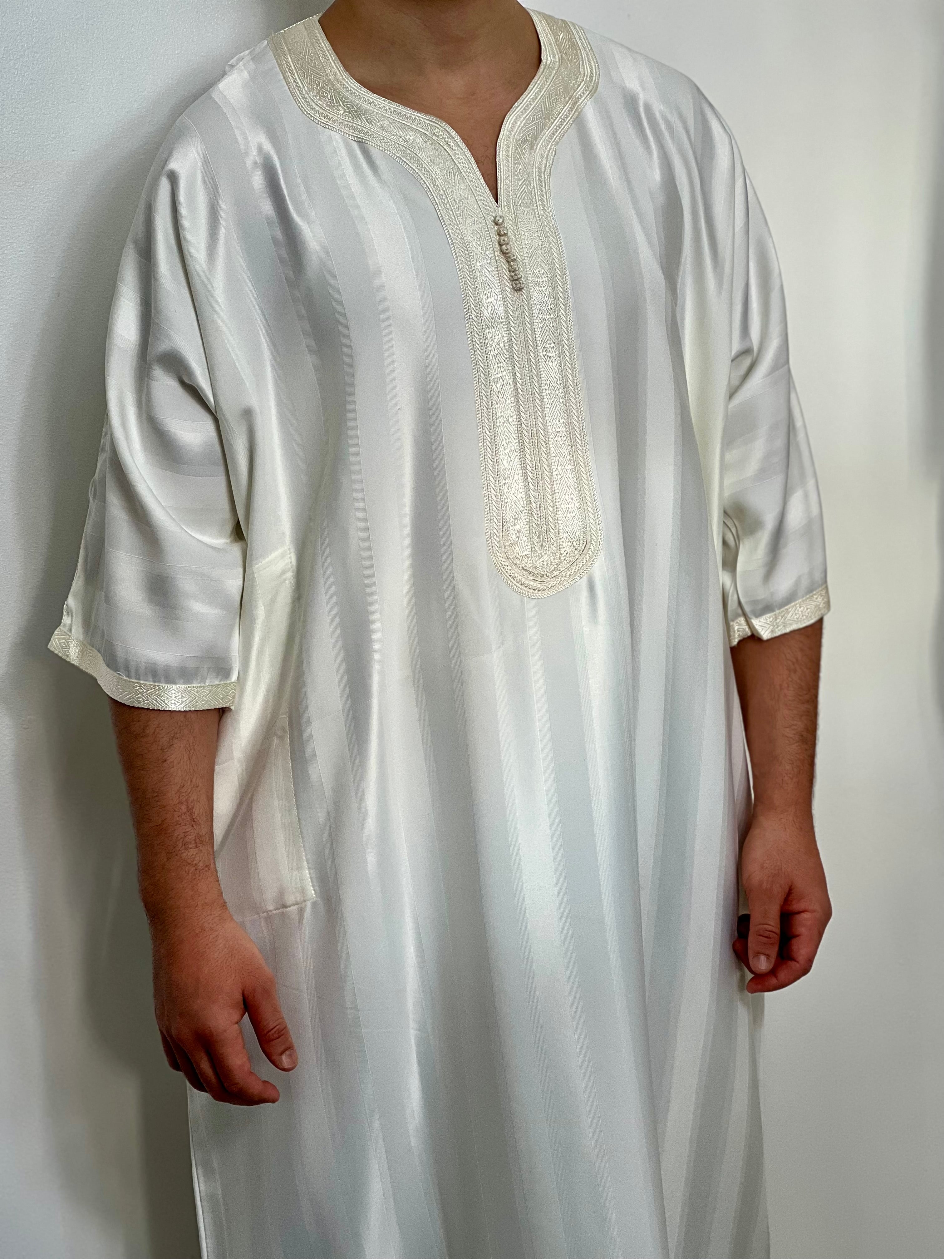 Jawehara Moroccan striped Islamic Thobe - djellaba, Jubbah, Thobe, kandora, Kaftan perfect for everyday