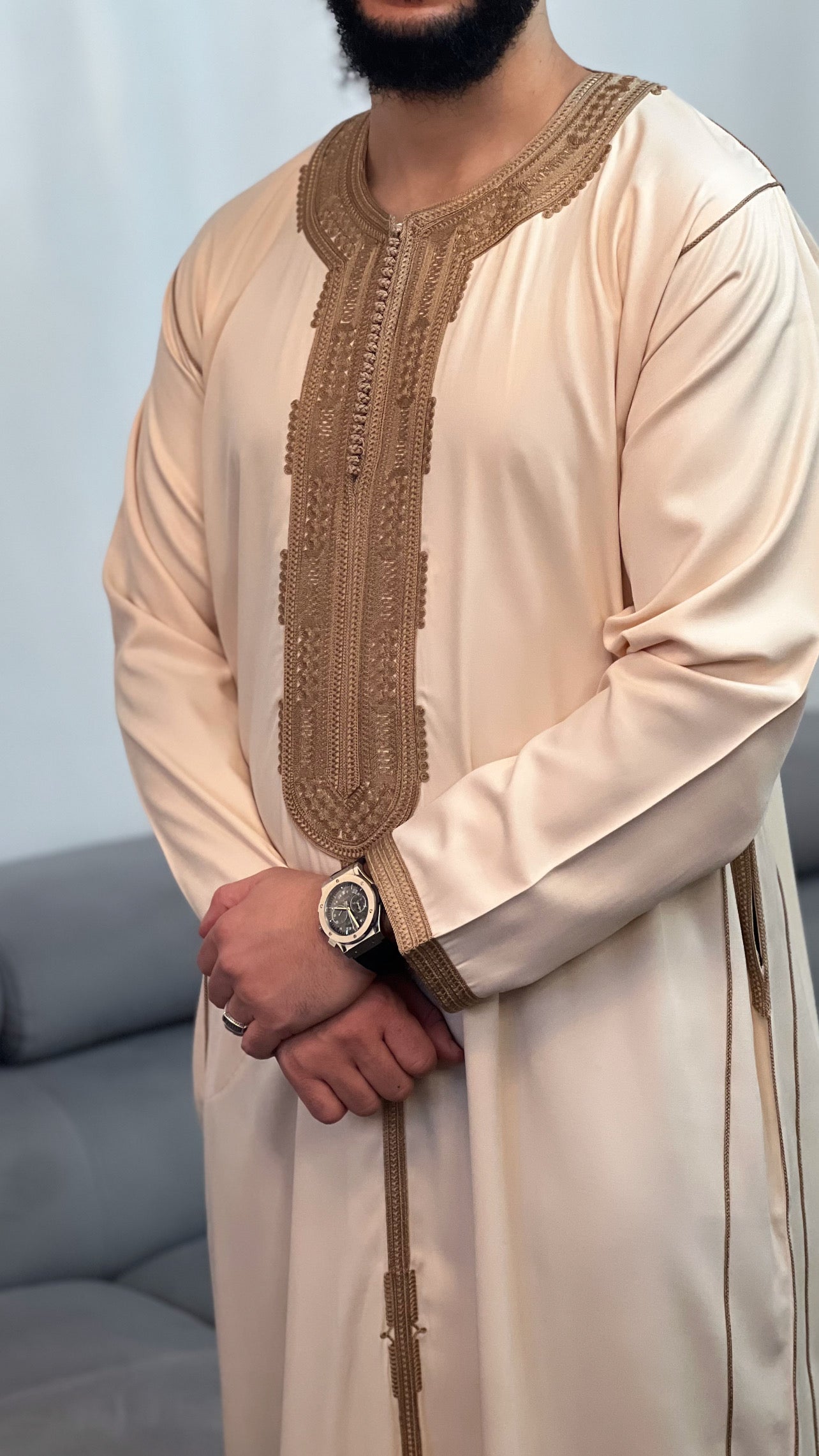 قفطان مغربي بأكمام طويلة موديل 2025