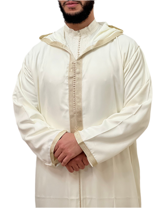 ثوب مغربي من الجبردين مع غطاء للرأس