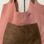 Shoulder hobo  bag with pocket - 100% Suede - leather straps