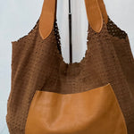 Shoulder hobo  bag with pocket - 100% Suede - leather straps