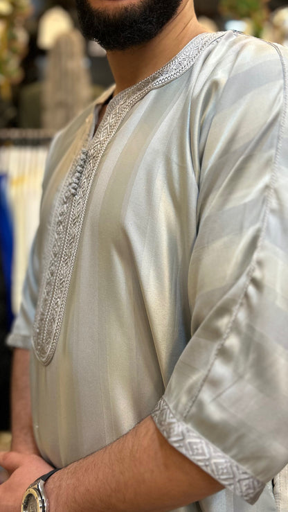 الجوهرة ثوب مغربي إسلامي مخطط جلابة جبة ثوب كندورة