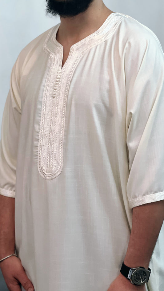 ثوب مغربي كريب كتان رجالي