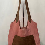 Shoulder hobo  bag with pocket - 100% Suede - leather straps