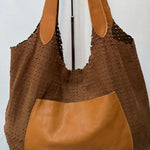 Shoulder hobo  bag with pocket - 100% Suede - leather straps