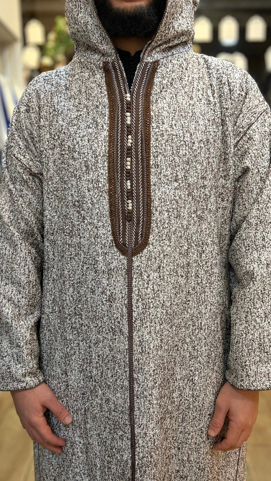 winter Hooded wazania djellaba Brown
