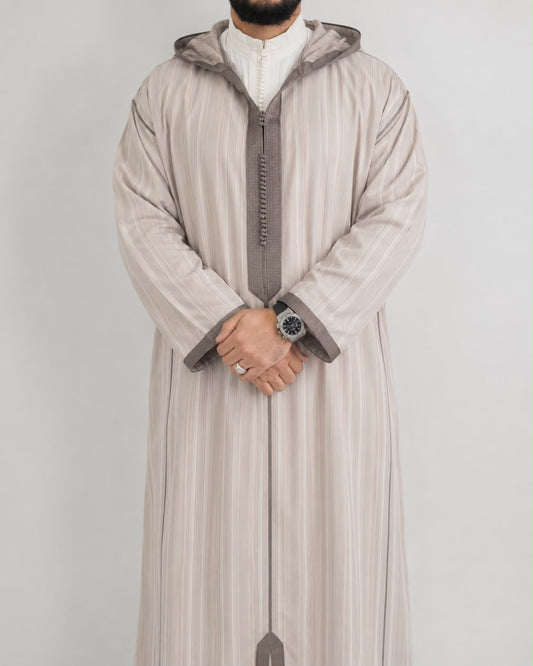 Hooded Premium Nikkah Djellaba Strip see through