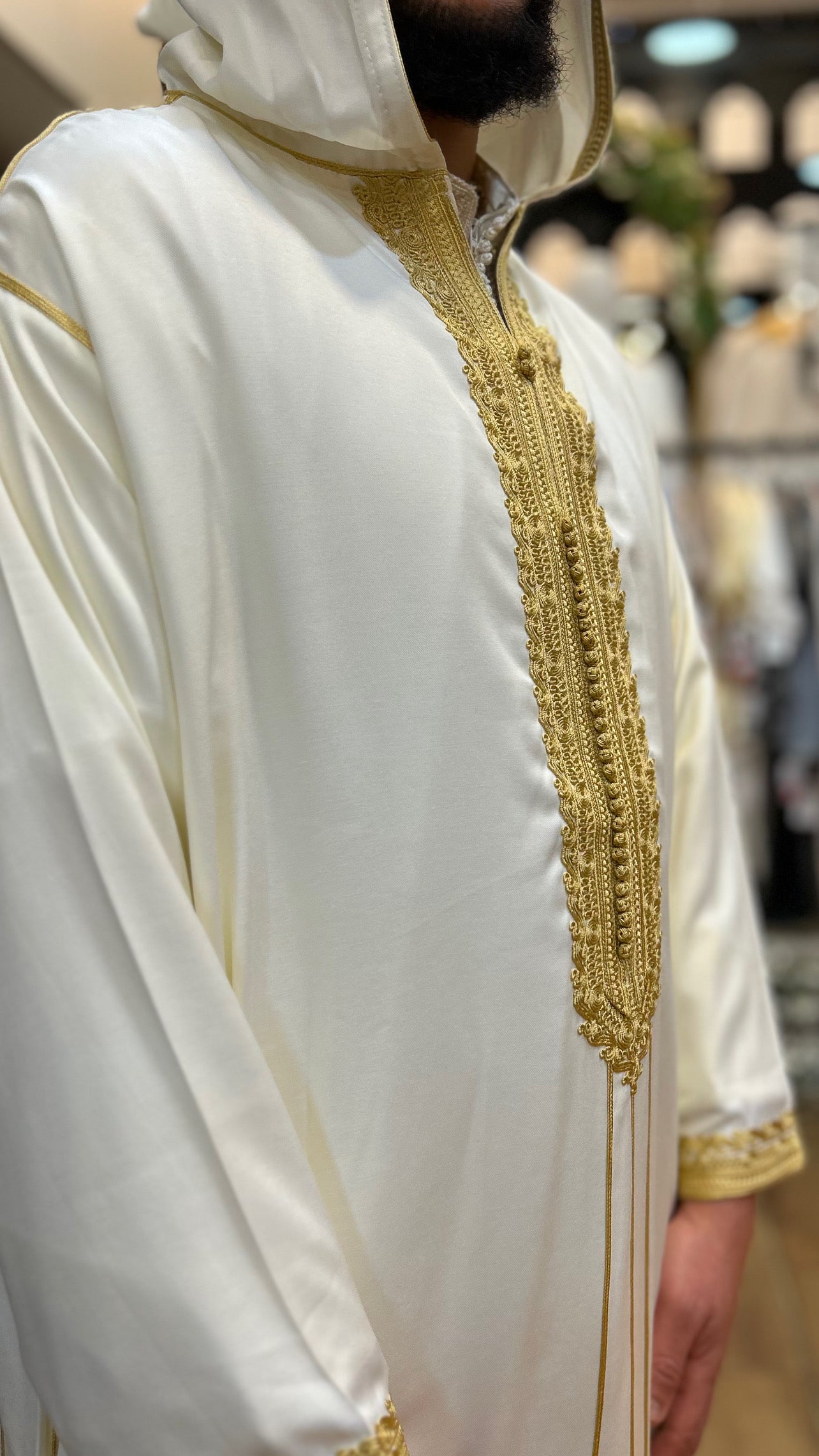 Hooded Embroidery Gabardine Moroccan Thobe