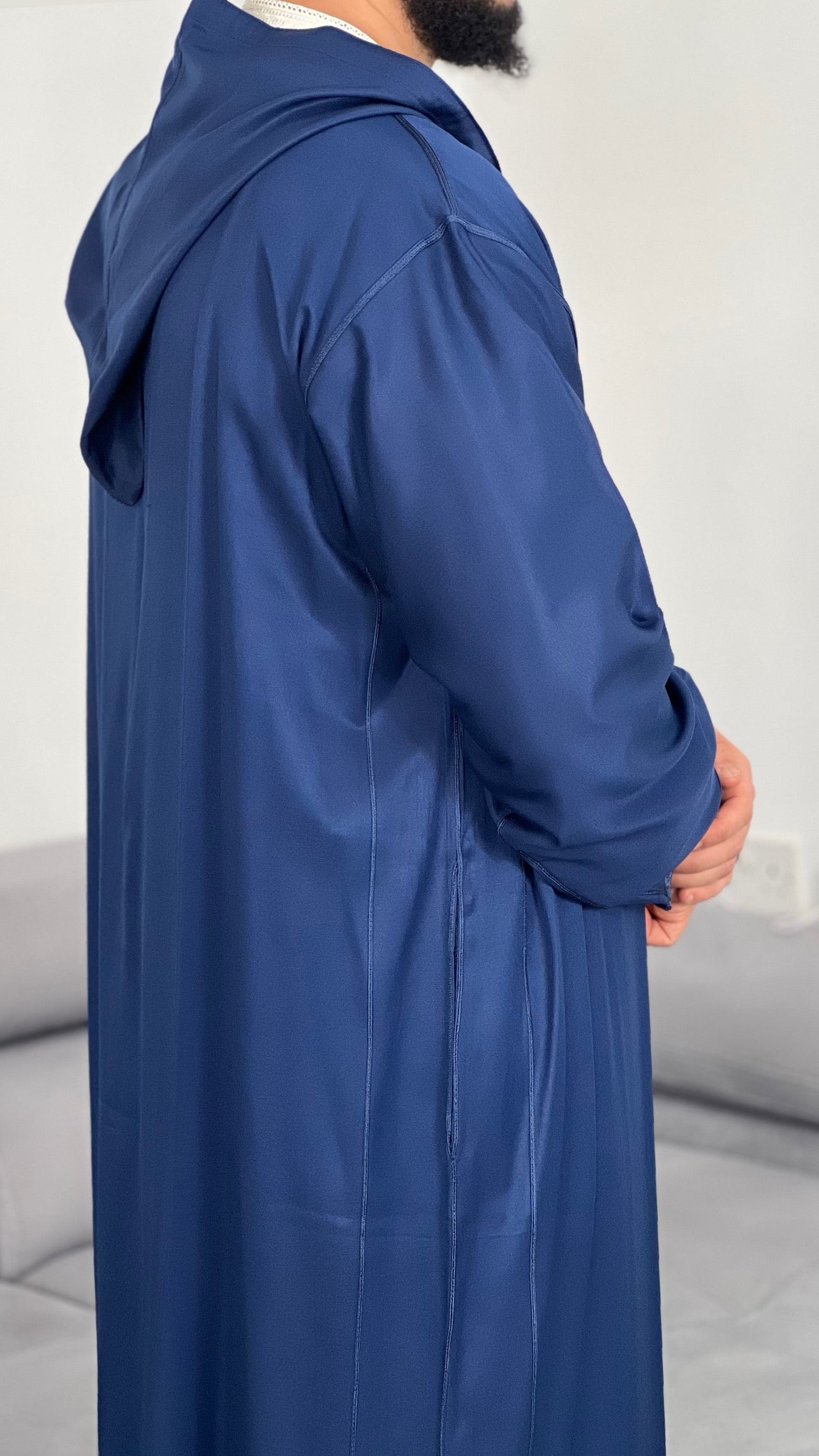 ثوب مغربي جبردين مقنع كحلي