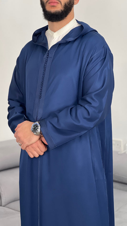 ثوب مغربي جبردين مقنع كحلي
