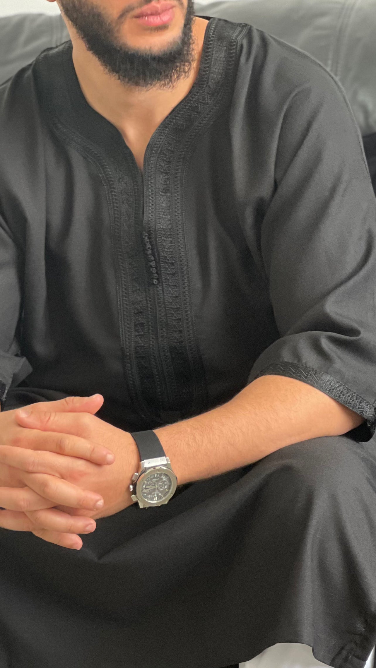 Mens Linen crep Moroccan thobe