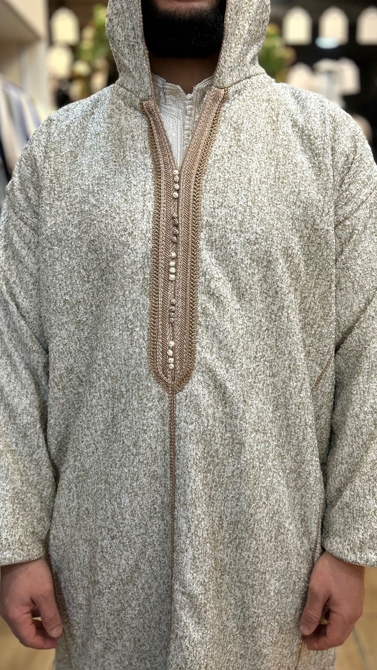 winter wazania Hooded djellaba beige brown