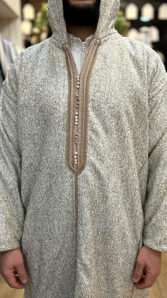 winter wazania Hooded djellaba beige brown