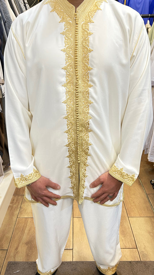 Jabador Embroidery under dejelaba Mens two piece set