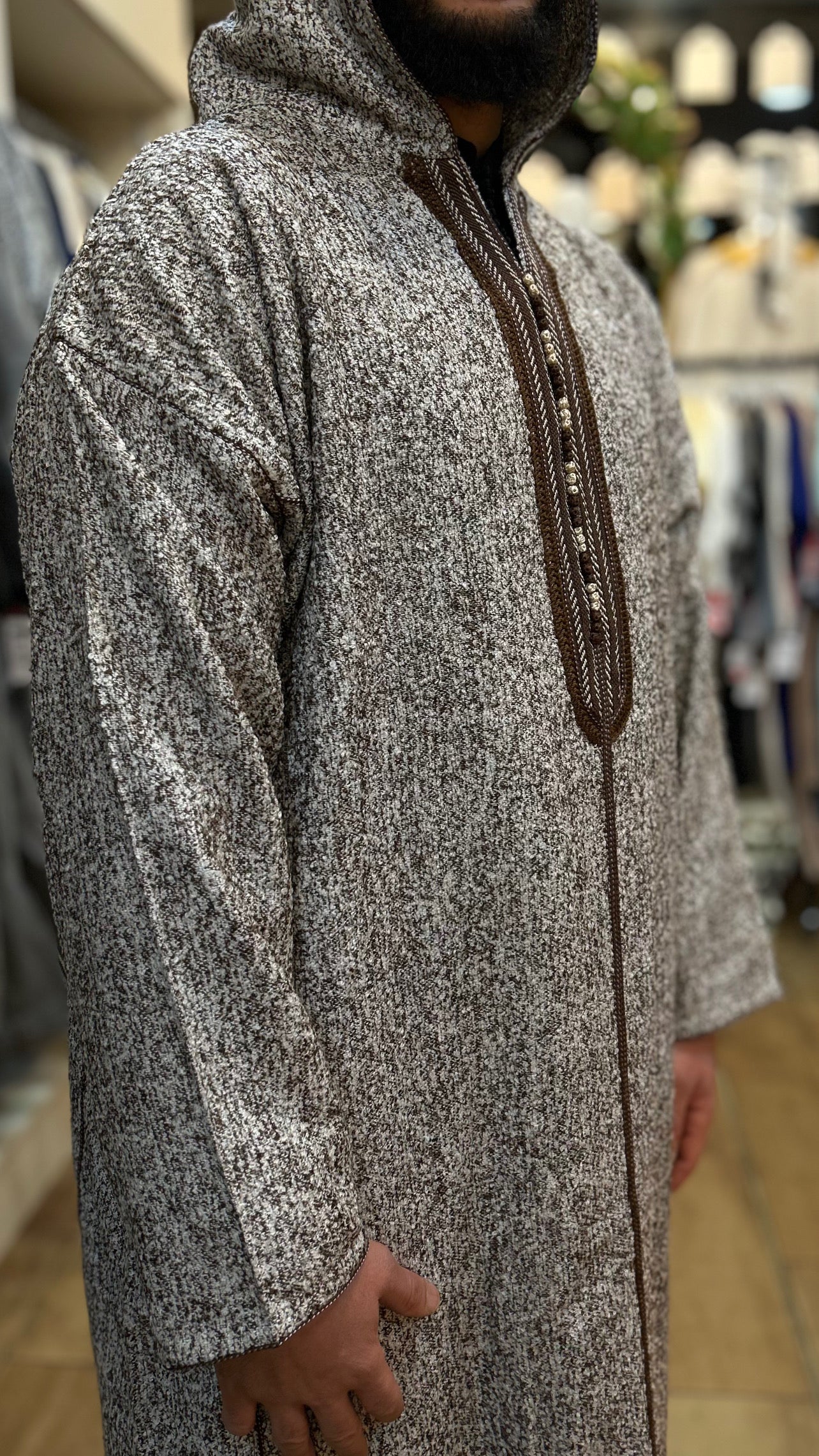 winter Hooded wazania djellaba Brown