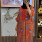 embroidered marble kaftan detail neckline women