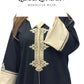 Close front view Moroccan hooded djellaba women crepe Jawhara fabric elegant modest wear UK