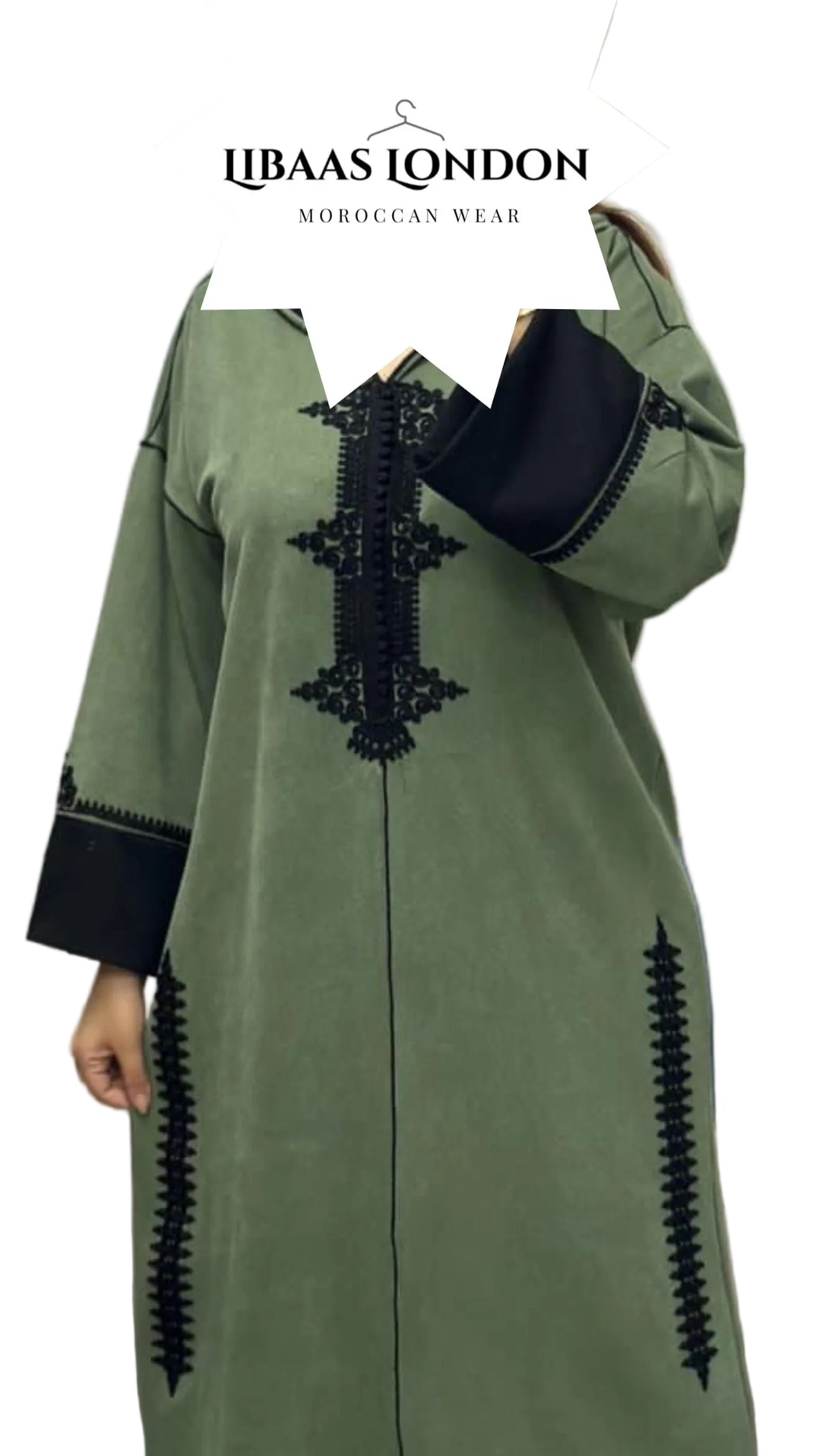 Full length Moroccan hooded djellaba women UK regular fit modest Islamic dress crepe fabric