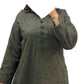 green Moroccan hooded djellaba for women UK front view