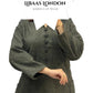 Moroccan hooded djellaba for women dark green kaftan UK front view